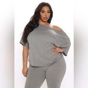Fashion Nova - Don’t get it twisted pants set. Heather Gray. size 2X